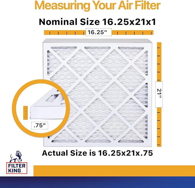 Filter King 16.25x21x1 Air Filter | 6-PACK | MERV 13 HVAC Pleated A/C Furnace Filters | MADE IN USA | Actual Size: 16.25 x 21 x .75"