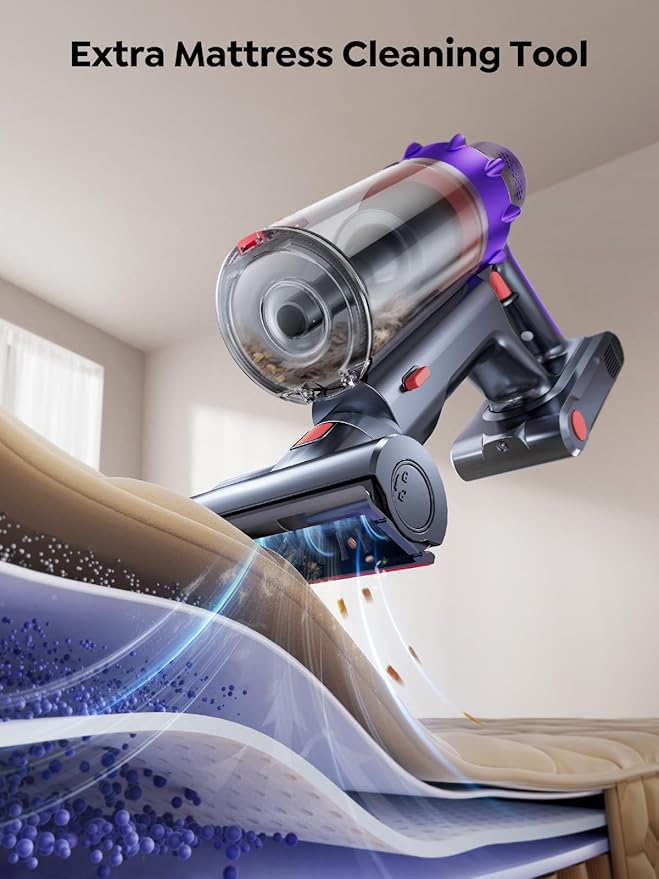 SMOTURE Cordless Vacuum Cleaner, 650W 55KPA 70Mins Vacuum Cleaners for Home, Cordless Stick Vacuum with LED Touch Screen, Anti-Tangle Wireless Vacuum, Handheld Vacuum for Pet Hair/Carpet/Floor