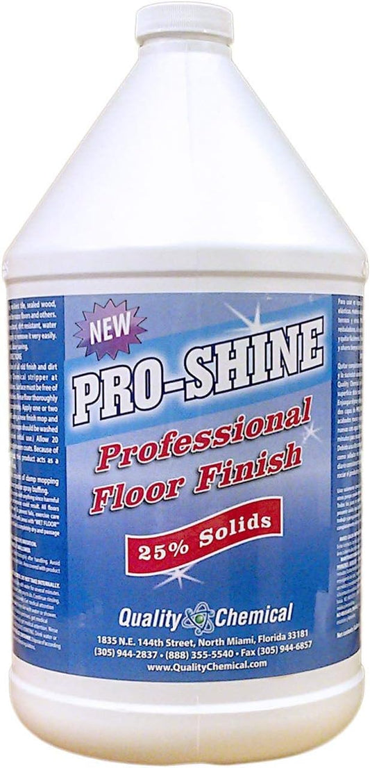 Quality Chemical Pro Shine High Solids Commercial Wet-Look Floor Finish Wax - High Shine Floor Cleaner, Future Floor Wax for VCT Tile Floors, Polish & Restorer - 128 oz (Pack of 1)