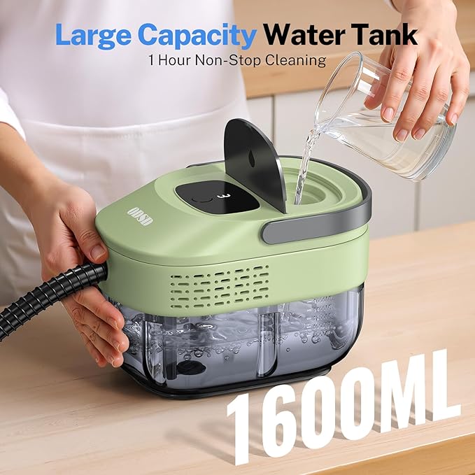 ODSD Steam Cleaner for Home & Car, 3-Level Adjustable Steamer for Cleaning, 15s Heat-Up & 1.6L Large Tank, Handheld Steam Cleaner for Car Detailing, Home, Tile, Grout, Furniture with 15pcs Accessories