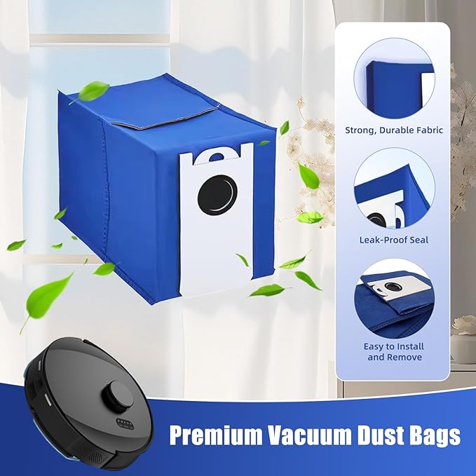6-Pack UltraVision/UltraVision Pet Replacement Dust Bags for bObsweep RC400 & UltraVision/UltraVision Pet Robot Vacuum– 4.6L High-Capacity Self-Emptying Robot Vacuum Bags