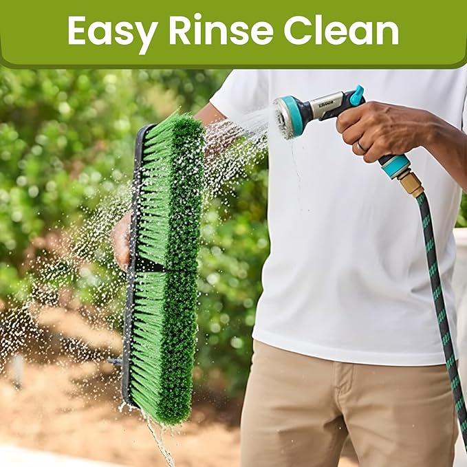 3 Pack 18” Push Broom Outdoor Heavy Duty, Garage Shop Broom with 59.5" Long Bandle for Cleaning Outdoor or Indoor Tile, Garage, Shop, Deck, Concrete, Wood, Stone, Patio Floor, with Soft Bristles