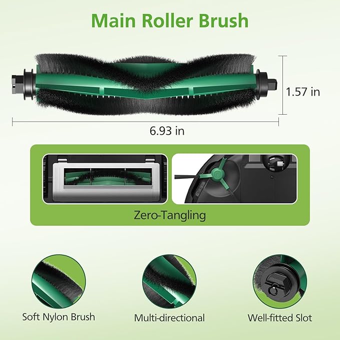 25 Pcs Replacement Parts for iRobot Roomba 104/105 Vac/ 105 Combo/ Q052 Robot Vacuum, Q0520 105 Accessories Include 2 Main Brushes, 6 Filters, 6 Dust Bags, 6 Side Brushes, 4 Mop Pads, 1 Clean Brush