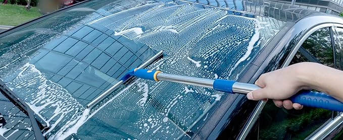 ITTAHO 14" Shower Squeegee for Glass Doors, All-Purpose Extendable Squeegee for Shower Glass with 2 Blades,Window Squeegee,Window Cleaner Tool for Shower Doors, Windows, Bathroom and Car Windshields