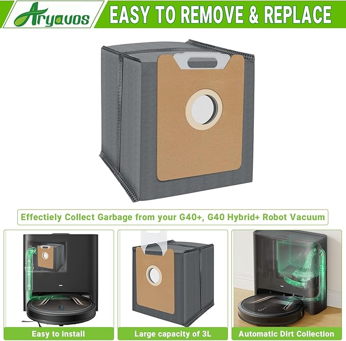 10 Pacs G35 Dust Bags for eufy Clean G35+, G40+, G40 Hybrid+ Auto-Empty Station, Deordorizing Replacement Bag for Self-Empty Station, 4 Layer Filtration System