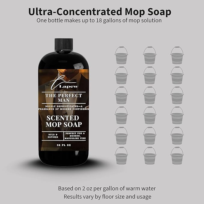 Luxury Floor Cleaner, Scented Mop Soap Concentrate | Hard Floor Cleaner for Tile, Vinyl, Laminate, LVP & Sealed Hardwood | Low-Foam, Streak-Free | 36 oz | The Perfect Man