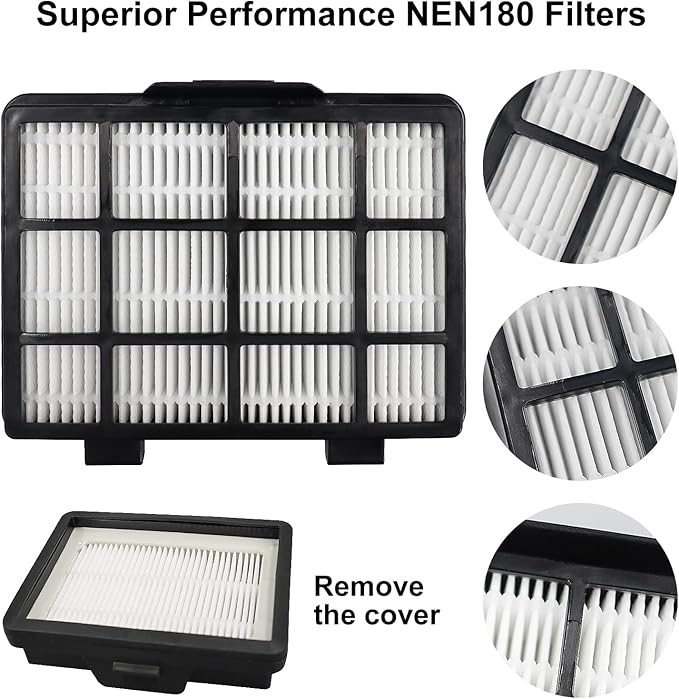 4 Pack Filters Replacement Parts for EUREKA NEN180 / NEN186BL Bagless Canister Vacuum Cleaner Accessories Include 2 Dust Cup Filters Element & 2 Filters
