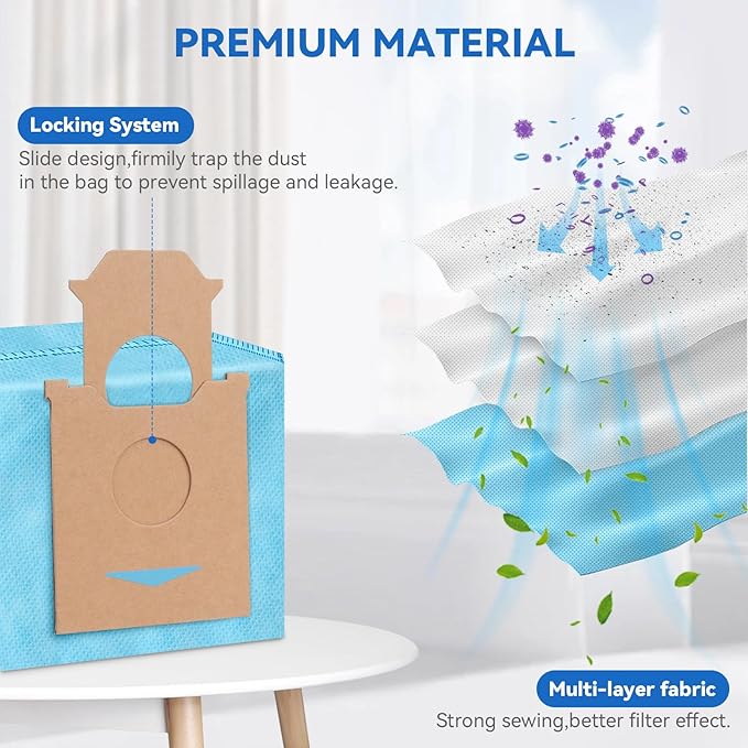 Dust Bags for Ecovacs Yeedi Cube: Vacuum Dust Bag Replacement Parts Compatible with Yeedi Cube/CC Cleaner Mop Station Robot, Large Capacity Disposable Accessories, Filter Layer Structure (12 Pack)