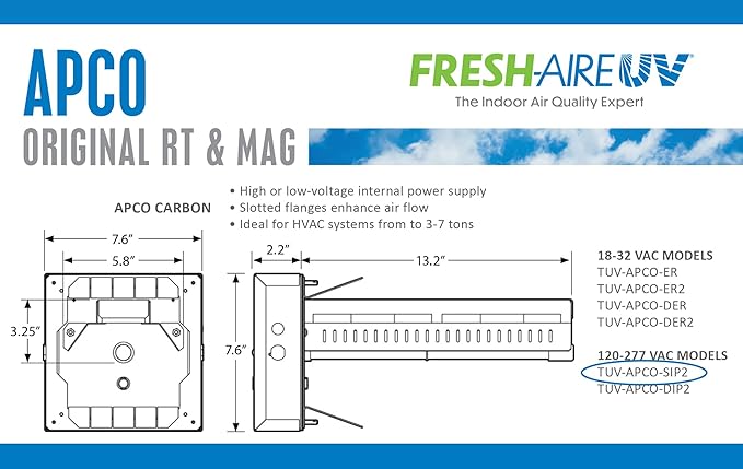 APCO Carbon Cell Matrix HVAC In-Duct UV Light Air Purifier with Pre-wired Plug, 2 Year Lamp