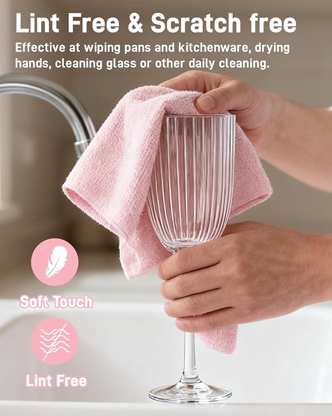 XINDELL Microfiber Cleaning Cloth Roll – 150 Pack 12"x12", Tear-Off Microfiber Towels, Lint-Free, Ultra Absorbent Car Detailing & Cleaning Cloths – Pink