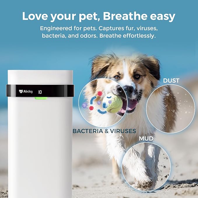 Airdog X5 Pet Air Purifier for Homes Covers Up to 1614 Ft², TPA Technology with Washable Filter, Air Quality Display, Quiet Sleep Mode,Air Purifier for Pet Hairs,Dander Odor Allergies