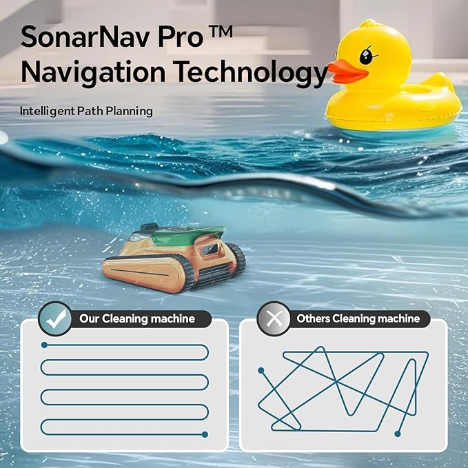 Cordless Robotic Pool Cleaner -Pool Vacuum 180W Brushless Motor, 45,000Pa Suction, Wall Climbing, Sonar Navigation, 3 Modes Automatic Pool Robot for Inground & Above-Ground Pools Up to 2150 Sq. Ft.