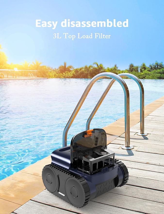 Pool Vacuum for Inground Pools, Zyerch Robotic Pool Cleaner for Above Pools with Floor/Wall Climbing/Waterline Cleaning, 180 Min Runtime, Pools up to 2150 Sq.Ft