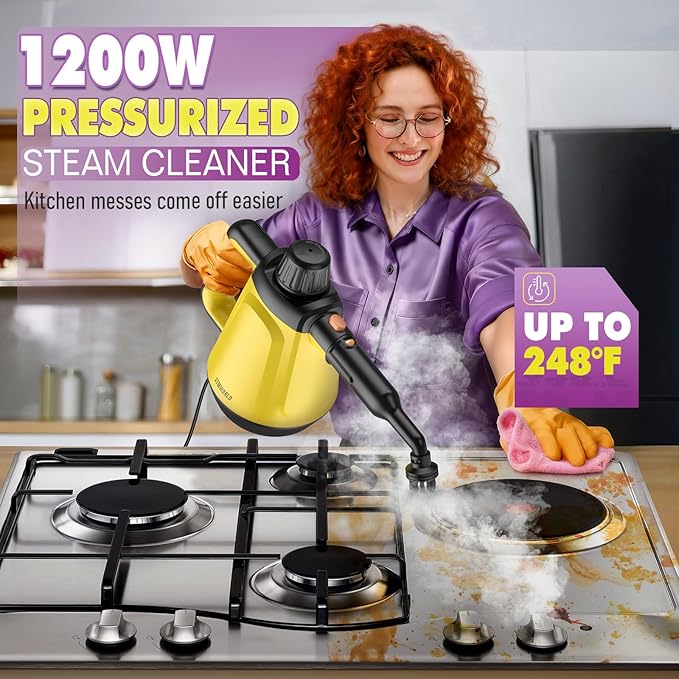 Steam Cleaner, Deep Cleaning Steam Cleaner for Home, 1200W Handheld Steam Cleaner with 10 Tools, Natural Steamer for Cleaning, Handheld Steamer for Bathrooms, Kitchens, Windows, Shower, Grout,Tile,Car
