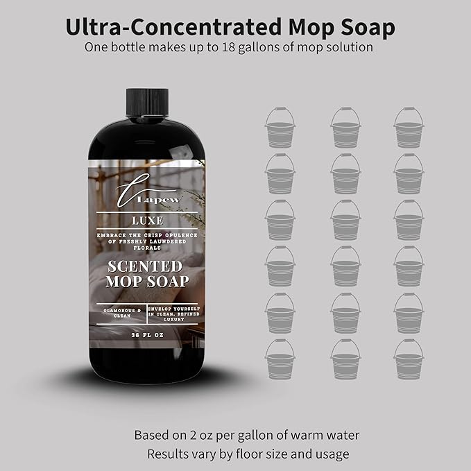 Luxury Floor Cleaner, Scented Mop Soap Concentrate | Hard Floor Cleaner for Tile, Vinyl, Laminate, LVP & Sealed Hardwood | Low-Foam, Streak-Free | 36 oz | Luxe