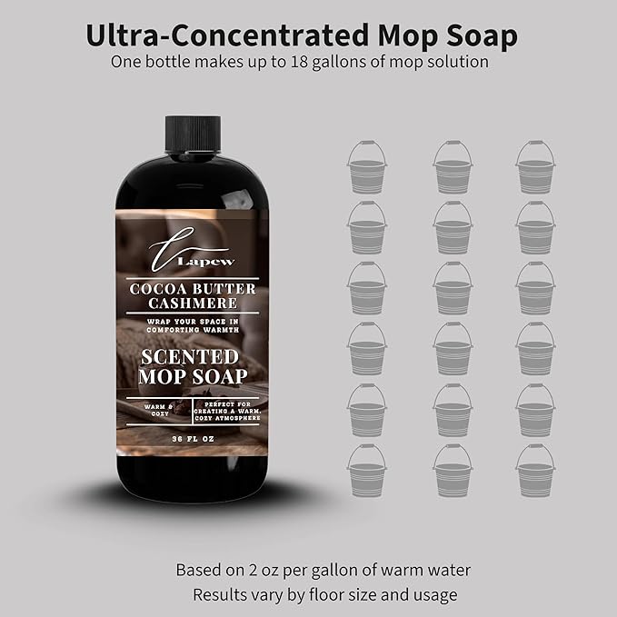 Luxury Floor Cleaner, Scented Mop Soap Concentrate | Hard Floor Cleaner for Tile, Vinyl, Laminate, LVP & Sealed Hardwood | Low-Foam, Streak-Free | 36 oz | Cocoa Butter Cashmere
