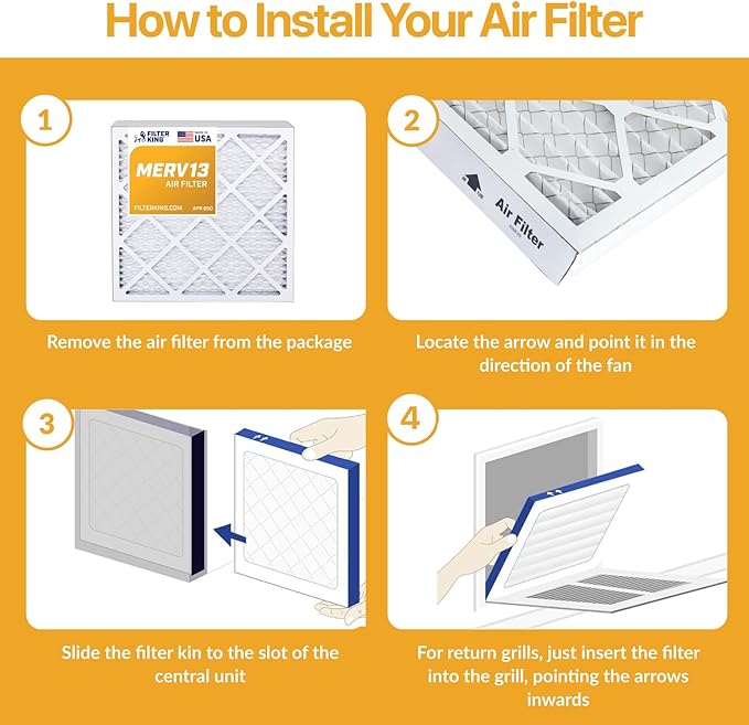 Filter King 5.88x12.13x1 Air Filter | 6-PACK | MERV 13 HVAC Pleated A/C Furnace Filters | MADE IN USA | Actual Size: 5.88 x 12.13 x .75"