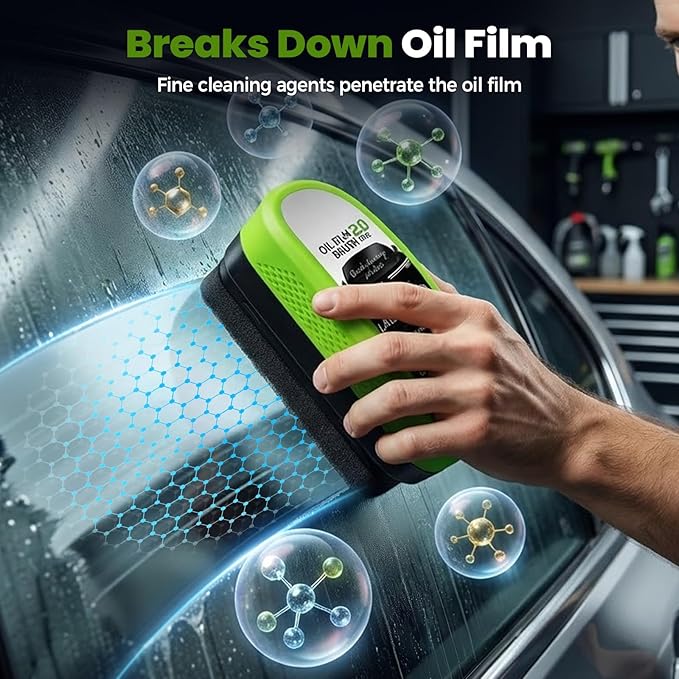 Automotive Oil Film Cleaning Brush, Upgrade 2.0 Glass Cleaning Board for Car Windows, Windshield Cleaner with Cloth, Glass Oil Film Board Improving Clarity Visibility (1 Pack)