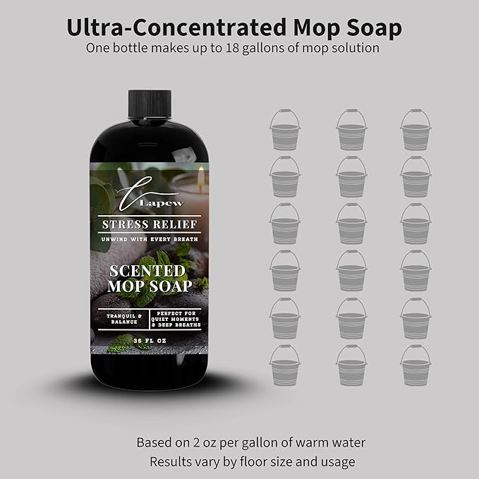 Luxury Floor Cleaner, Scented Mop Soap Concentrate | Hard Floor Cleaner for Tile, Vinyl, Laminate, LVP & Sealed Hardwood | Low-Foam, Streak-Free | 36 oz | Stress Relief