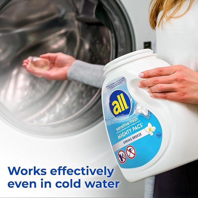 all Unit Dose Laundry Detergent, Mighty Pacs, Sensitive Fresh, 60 Count