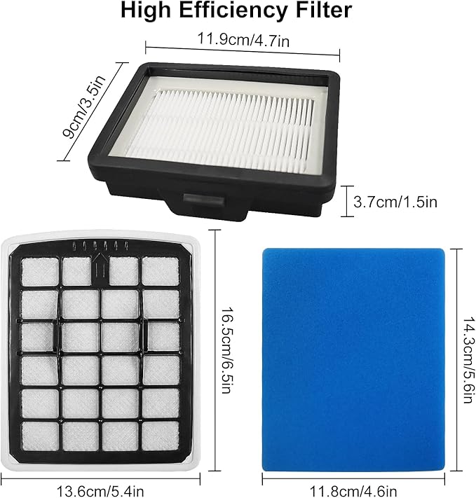 4 Pack Filters Replacement Parts for EUREKA NEN180 / NEN186BL Bagless Canister Vacuum Cleaner Accessories Include 2 Dust Cup Filters Element & 2 Filters