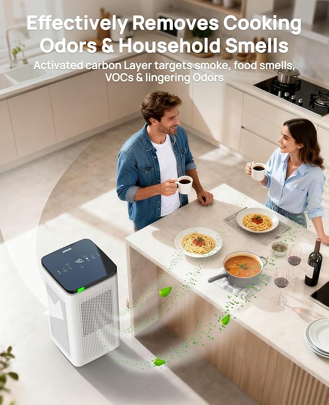 Air Purifiers for Home Large Rooms up to 3500 Ft², H13 True HEPA 0.1 Micron 99.97% Filtration with Carbon Filter, 235 CFM CADR, Removes Allergens, Pet Odor, Smoke, VOCs, 30dB Sleep Mode, PM2.5 Display