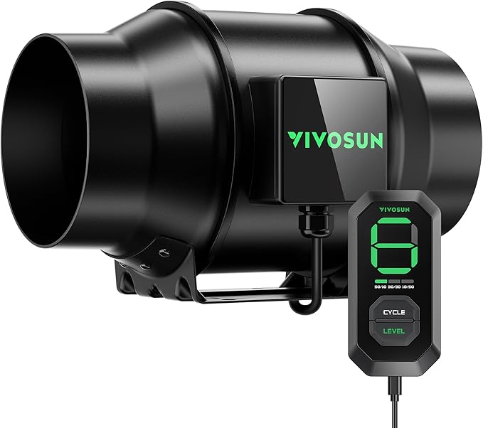 VIVOSUN G6 6" Inline Duct Fan & 3 Cycle Modes E12 Speed Controller, AeroZesh Grow Tent Kit Ventilation Fan with 388 CFM EC Motor, Programmable Exhaust Fan for Heating Cooling Booster, Hydroponics