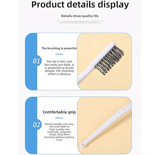 Stainless Steel Wire Brushes - Heavy-Duty Reinforced Bristle Cleaning Brushes for Kitchen, Industrial Use, Walnut Carving Gaps, Rust Removal & Polishing (5-Pack, 18cm White Handle)