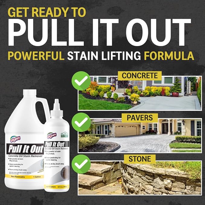 CHOMP! Concrete Oil Stain Remover: Pull It Out Removes and Cleans Oils, Greases from Garage Floors & Driveways 32 Fl Oz