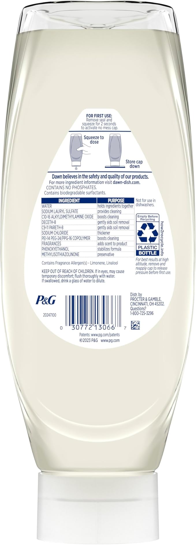 Dawn Free & Clear EZ-Squeeze Dish Soap Liquid, Dishwashing Liquid, Grease Removal, Lemon, 24.3 Fl Oz (Pack of 3)