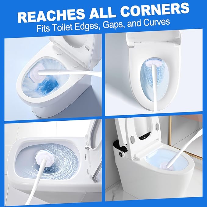 100 Count Disposable Toilet Brush,Toilet Cleaner Wand Refills Compatible with Most Toilet Brushes- No Falling Apart, Fresh Fragrance，4X Cleaning Power，Bathroom Cleaning.