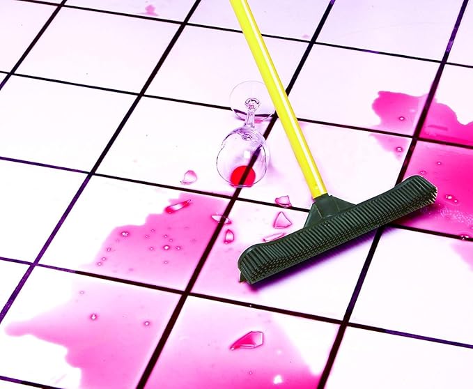 FURemover Original Pet Hair Rubber Broom with Squeegee, with 58” Telescopic Handle for Carpet, Tile and Hardwood and Handheld Lint Brush Combo