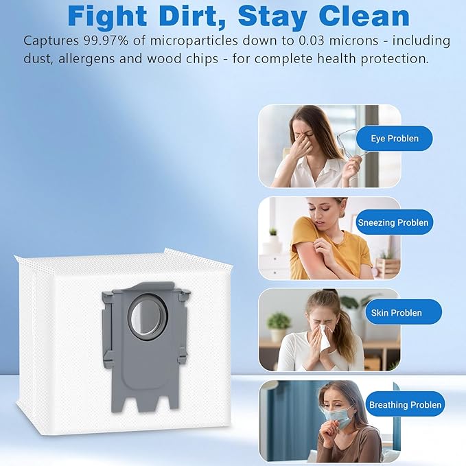 14 Pack Dust Bag Replacement for Roborock Q7 M5+, Q10 S5+/Q10 X5+, Q5, Q5+, Q5 Pro+ Q5 Max+ S8+ S8 Pro Ultra S7 MaxV Ultra S7 Pro Ultra Q7+ Q7 Max+ T8 Q5+ G10S PRO Q7 Max+ Q8 Max+ Robot Vacuum Cleaner