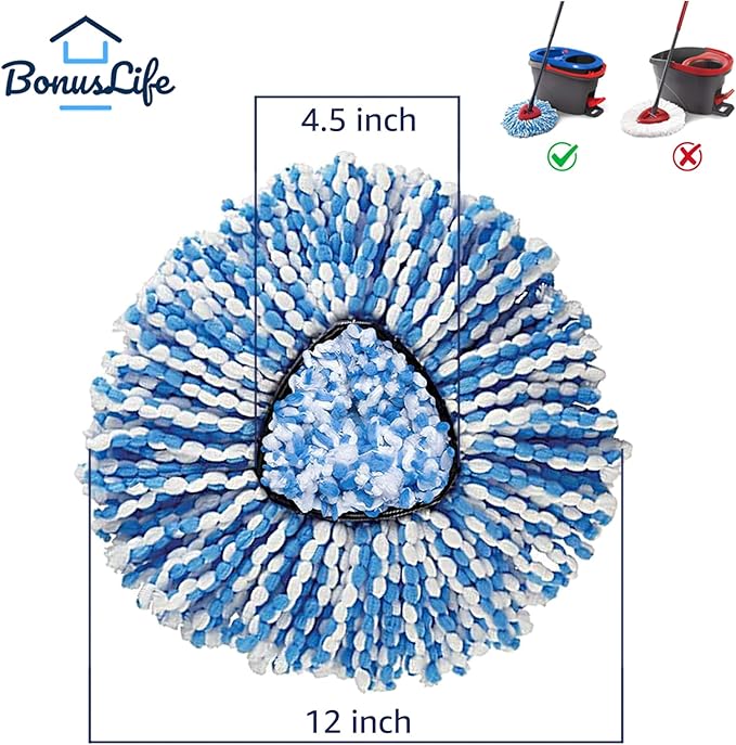 2-Tank Mop Base 1 Pack and Mop Heads Replacements 1 Pack for O-Ceda RinseClean Dual System, Microfiber Refills, Easy Cleaning Mop Repalce Head Blue