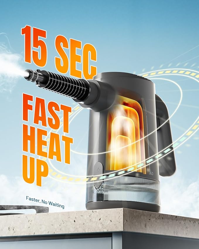 Handheld Steam Cleaner for Home, 15s Instant Heat Pressurized Steam Cleaner, Lightweight Upgrade 650ML Tank, Portable Steam Cleaner for Kitchen, Grout, furniture, Car, Bathroom & Clothes