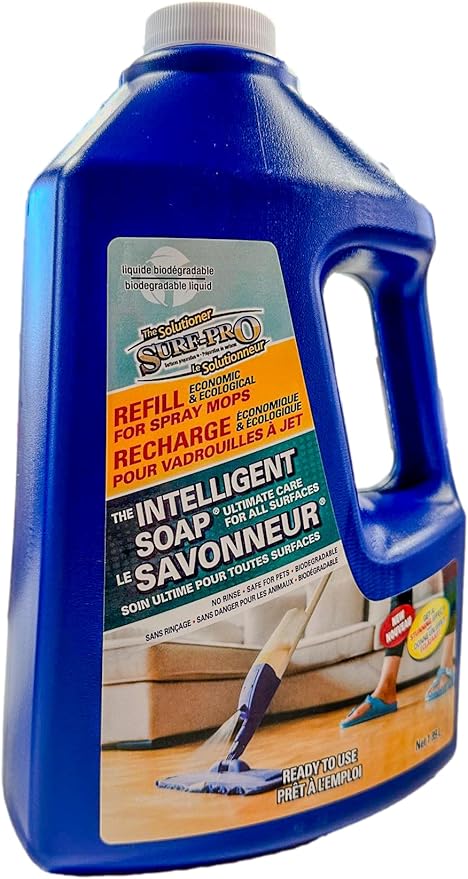 SURF PRO Intelligent Soap Floor Cleaner Refill 1.89L (63.9oz), Multi-Surface No-Rinse Formula, Hardwood Laminate Vinyl Tile Marble, Biodegradable & Glycol-Free