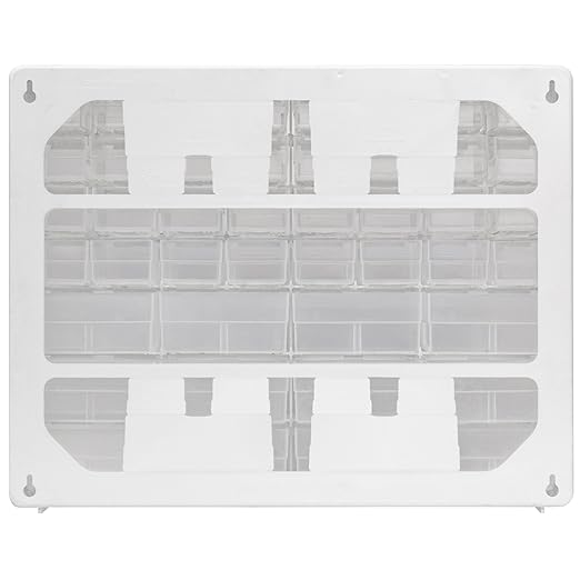 Akro-Mils 64-Drawer Plastic Drawer Storage Cabinet for Garage Organization, Bead Organizer, Building Bricks Storage, Teacher Toolbox, Makeup Organizer, 20" W x 6" D x 16" H, 10164 White