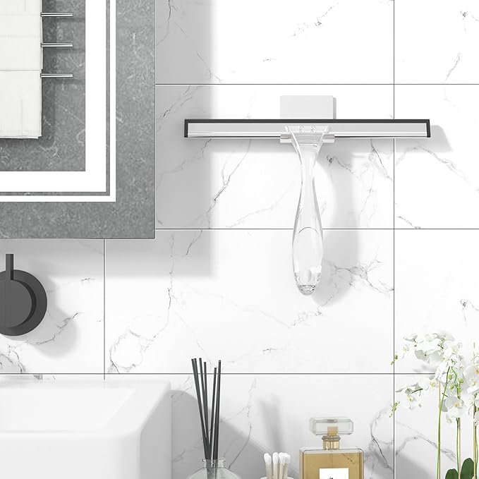 AmazerBath Squeegee for Shower Glass Door, Shower Squeegee for Glass Doors - Acrylic Handle All-Purpose Squeegee for Shower Doors, Windows, Mirrors, Tiles and Car Glass, 10 Inches - Clear