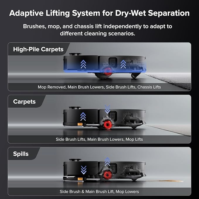 roborock Saros 10 with Refill & Drainage System Robot Vacuum and Mop, 22,000Pa Suction, AI Obstacle Avoidance, 3.14-inch Ultra Thin, Intelligent Dirt Detection, Zero Tangling Main Brush, Hot Water Mop