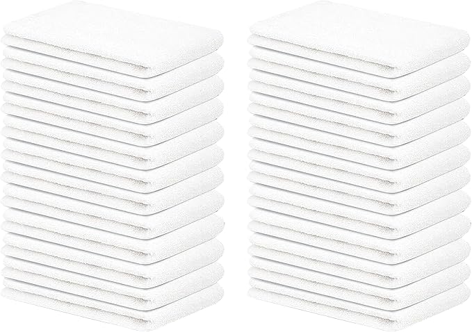 ZUPERIA Terry Towels Pack of 24 (14" X 17" Inches) 100% Cotton Terry Barmop Towels - Absorbent & Durable Bar Rags, Multipurpose Cleaning Rags for Home, Automotive & Garage Cleaning Supplies (White)