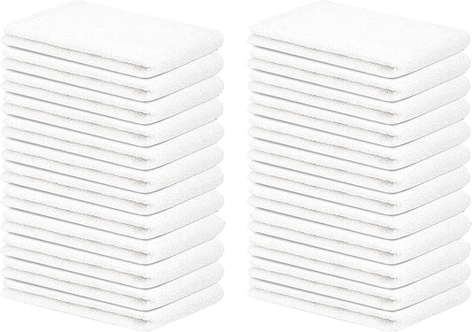 ZUPERIA Terry Towels Pack of 24 (14" X 17" Inches) 100% Cotton Terry Barmop Towels - Absorbent & Durable Bar Rags, Multipurpose Cleaning Rags for Home, Automotive & Garage Cleaning Supplies (White)