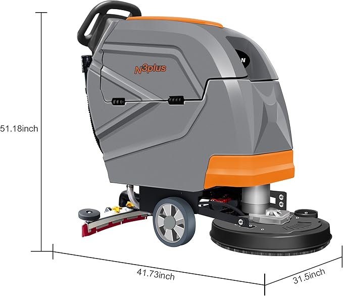 PENNON N3Plus Self-Propelled Walk-Behind Floor Scrubber - 20" Cleaning Path, 31" Squeegee, 13-Gal Recovery Tank, 220 RPM, Forward & Reverse Drive, One-Touch Noise Reduction, Complete Kit