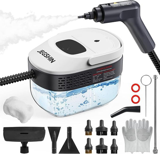 Steam Cleaner 3-Level Adjustable Steamer for Cleaning, 15s Heat-Up, 1.69 Quarts Tank, High Pressure Steamer with 17 pcs Accessories for Kitchen, Bathroom, Grout, Car, Grease, Floor