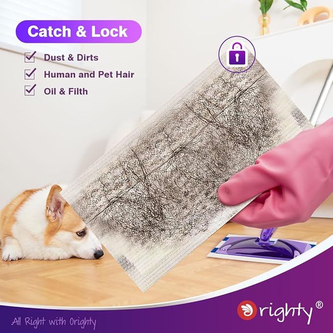 Orighty Dry Mop Pads Refill Compatible with Swiffer Wet Jet, Multi-Layer Mopping Pads, Multi Surface WetJet Hardwood Floor Cleaner Spray Mop Pads Refills, 48 Count