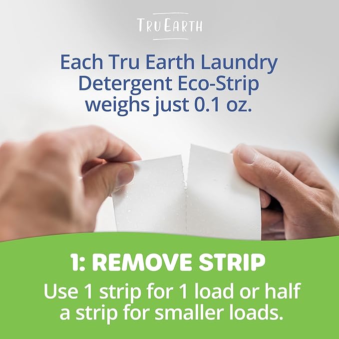Tru Earth Compact Dry Laundry Detergent Sheets, Unscented - Up to 768 Loads (384 Count) - Paraben-Free - Original Eco-Strip Liquidless Detergent, Travel Sheets, Bulk