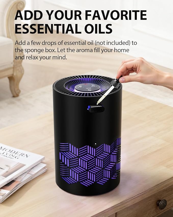FreAire Air Purifiers for Bedroom, Air Purifiers for Home with Lights, HEPA Air Purifier Removes Dust Smoke Pollen Dander Smell, for Home/Pets/Bedroom