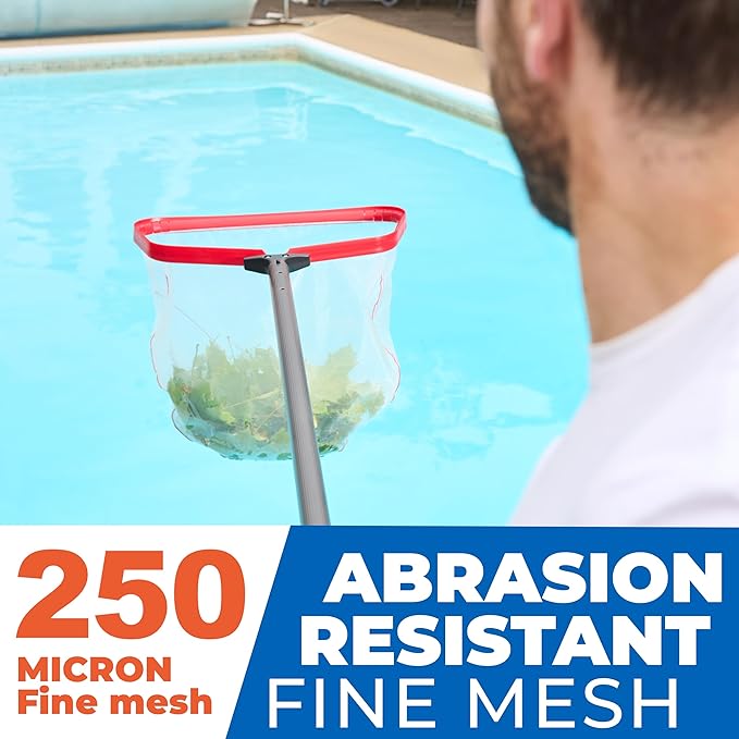 ProTuff 17" Silt Net Pool Skimmer for PROS – “490 Promise” Unlimited Unconditional Replacement – Ultra-Durable Ultra Fine Net for Silt – Heavy-Duty Aluminum Frame, EZ-Clip & Deep Bag for Cleaning