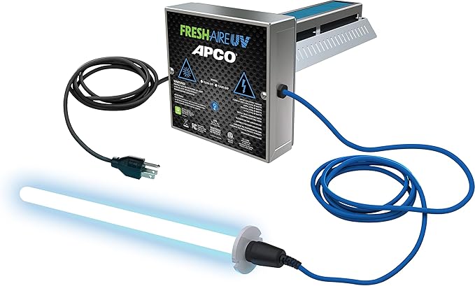 APCO Carbon Matrix Filter HVAC UV Air Purifier, Includes Dual 2-Year UVC Lamp for Coils (120-277 VAC Series) # TUV-APCO-DI2-P