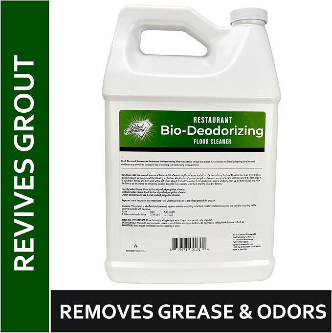 Restaurant Bio-Deodorizing Floor Cleaner Heavy Duty Commercial Concentrated Enzyme Degreaser and Odor Eliminator for Use in Mopping Bathroom, Kitchen, and Dining Room. Removes Grease and Urine Odors
