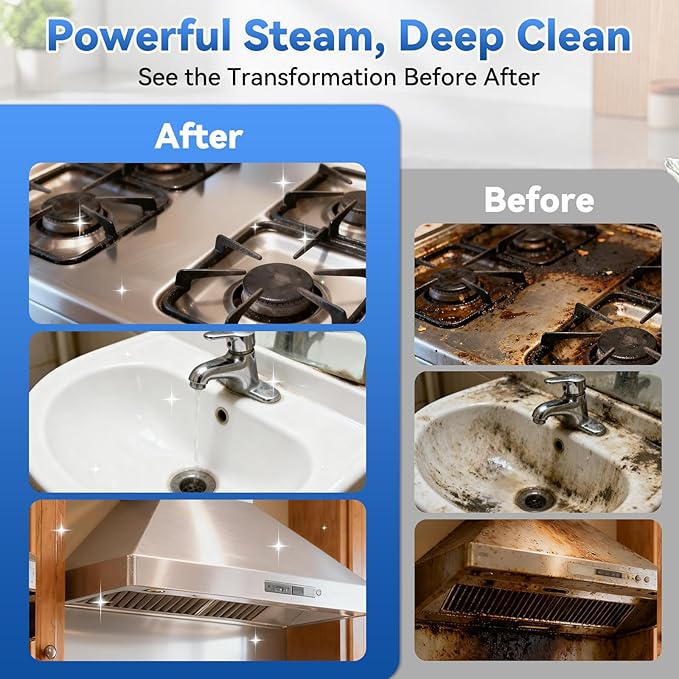 Steam Cleaner,2500W High-Pressure Steamer for Cleaning, 15s Fast Heat-Up&1.4L Large Tank,3-Level Adjustable Handle with 14 Accessories,Portable Steam Cleaner for Home,Car,Furniture,Bathroom